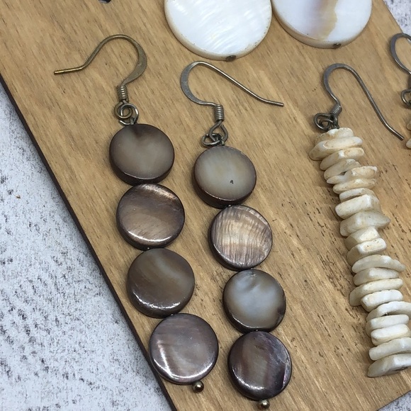 Curated bundle lot 3 boho beach festival statement shell earrings - Picture 2 of 5